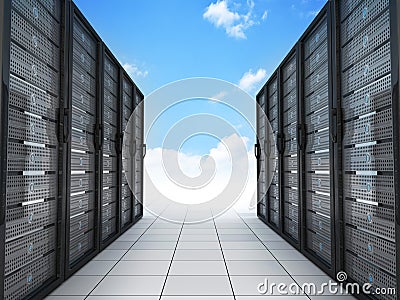 Modern server and sky Stock Photo