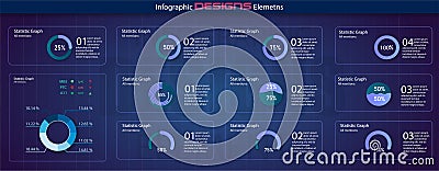 Modern set of circle percentage diagrams. Infographic diagram vector interface. Minimalistic infographic template Vector Illustration