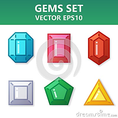 Modern set of colorful gems for website or mobile application. Bright and stylish elements for you design. Stock Photo