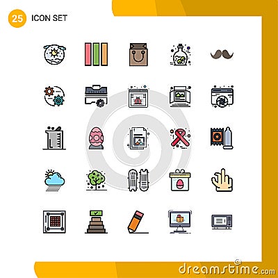 Modern Set of 25 Filled line Flat Colors Pictograph of hipster, zombie, bag, jar, eye Vector Illustration