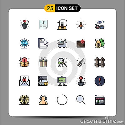 Modern Set of 25 Filled line Flat Colors Pictograph of sense, human, fount, feel, office Vector Illustration