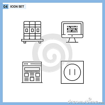Modern Set of 4 Filledline Flat Colors Pictograph of cupboard, interface, cryptography, encryption, webpage Vector Illustration