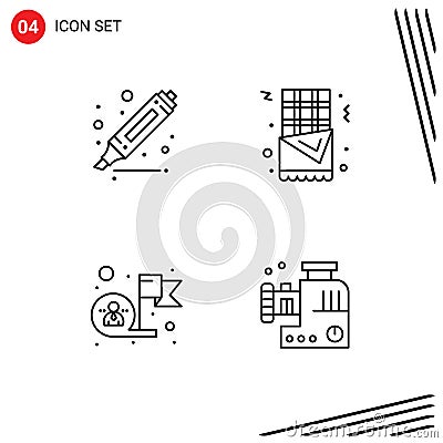 Modern Set of 4 Filledline Flat Colors Pictograph of drawing, success, churro, achievement, food mincer Vector Illustration