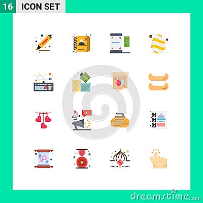 Modern Set of 16 Flat Colors Pictograph of keyboard, spring, qr, nature, easter Vector Illustration