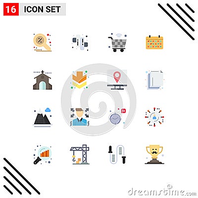 Modern Set of 16 Flat Colors and symbols such as celebration, year, internet, mounth, calendar Vector Illustration