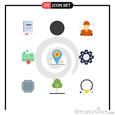 Modern Set of 9 Flat Colors and symbols such as navigation, spa, fighter, soap, beauty Vector Illustration