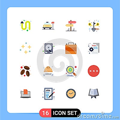 Modern Set of 16 Flat Colors and symbols such as sky, success, direction, saving, key Vector Illustration