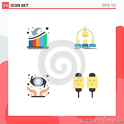 Modern Set of 4 Flat Icons Pictograph of businessman, scientist, growth, lab, eye health Vector Illustration