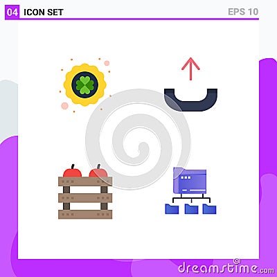 Modern Set of 4 Flat Icons Pictograph of clover, dinner, poker, phone, holiday Vector Illustration