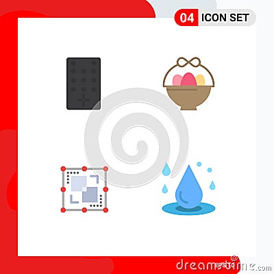 Group of 4 Flat Icons Signs and Symbols for control, point, basket, divide, drop water Vector Illustration