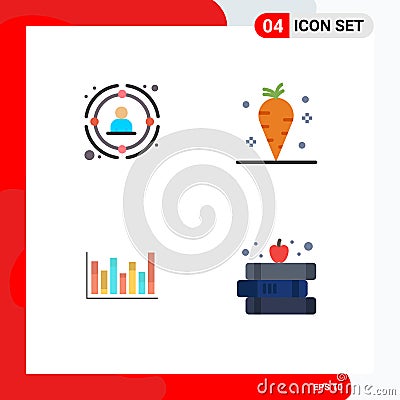 Modern Set of 4 Flat Icons and symbols such as link, graph, people, thanksgiving, up Vector Illustration