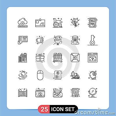 Modern Set of 25 Lines Pictograph of doc, stare, pass, birthday, health Vector Illustration