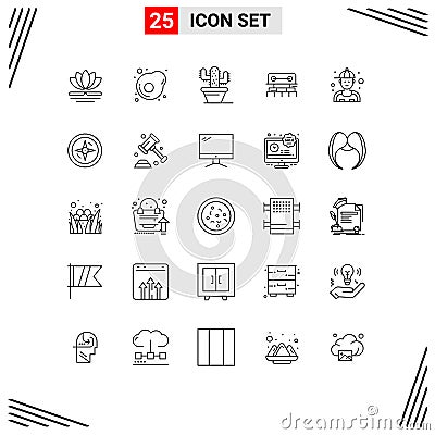 Stock Vector Icon Pack of 25 Line Signs and Symbols for plumber, man, nature, water, tool Vector Illustration