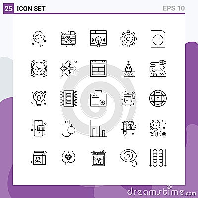 25 Thematic Vector Lines and Editable Symbols of search, optimization, image, media, bulb Vector Illustration