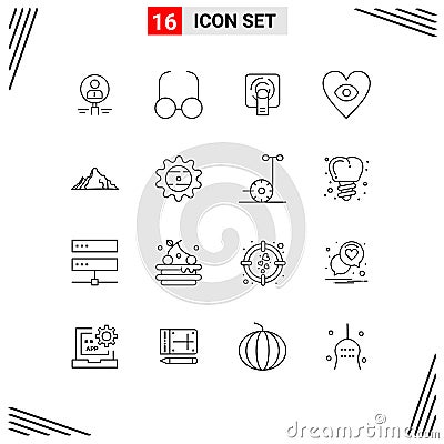 Stock Vector Icon Pack of 16 Line Signs and Symbols for love, eye, glasses, screen, tuch Vector Illustration