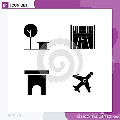 Modern Set of Solid Glyphs Pictograph of city, institute building, place, race, shop Stock Photo