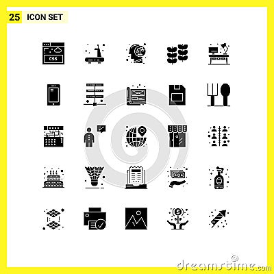 Pack of 25 Modern Solid Glyphs Signs and Symbols for Web Print Media such as living, growth, decision, plant, plant Vector Illustration