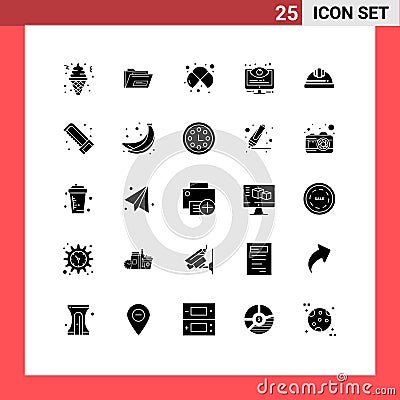 Modern Set of 25 Solid Glyphs and symbols such as system, monitoring, atoms, control, lab Vector Illustration