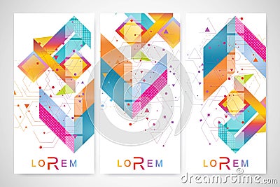 Modern set of vector flyers, banners. Geometric abstract presentation. Molecule and communication background for Vector Illustration
