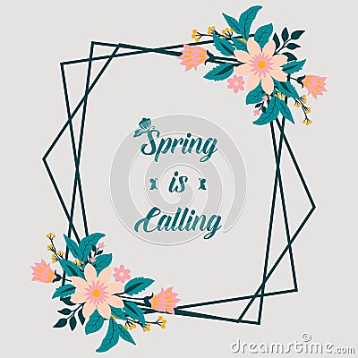 Modern shape Pattern of leaf and floral frame, for spring calling invitation card design. Vector Vector Illustration
