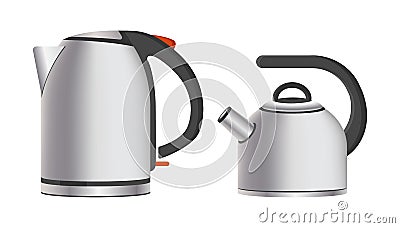 Modern Shiny Metal Teapots Electric and Simple Vector Illustration