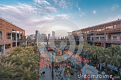 The modern shopping mall, Xiamen Haicang Alohai City Square, landscapes with city skyline during Christmas Editorial Stock Photo