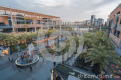 The modern shopping mall, Xiamen Haicang Alohai City Square, landscapes with city skyline during Christmas Editorial Stock Photo