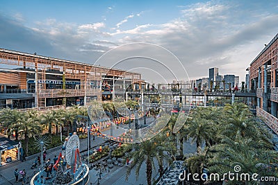 The modern shopping mall, Xiamen Haicang Alohai City Square, landscapes with city skyline during Christmas Editorial Stock Photo
