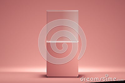 Modern Showcase with empty space on pedestal on pink background. 3d rendering. Stock Photo