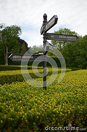 Signpost in the park Stock Photo