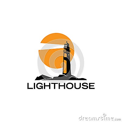 Modern Silhouette Lighthouse icon Cartoon Illustration