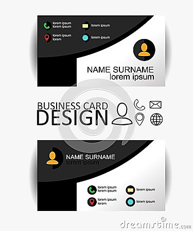 Modern simple business card template with flat user interface. Vector Design Vector Illustration