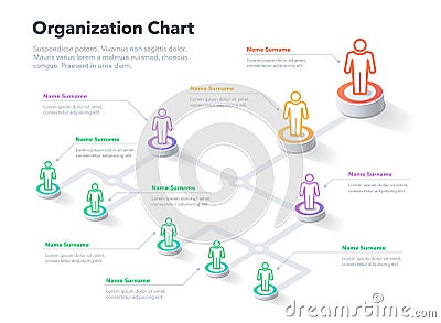 Modern simple company organization hierarchy chart template with place for your content Vector Illustration