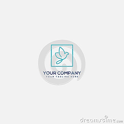 Modern simple dove logo, square and outline dove logo Vector Illustration