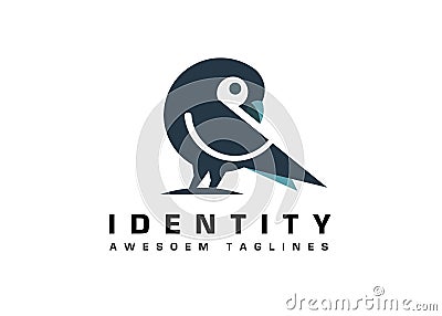 Simple dove or pigeon bird logo design Vector Illustration