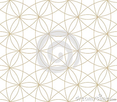 Modern simple geometric vector seamless pattern gold line texture on white background. Light abstract wallpaper, bright Vector Illustration