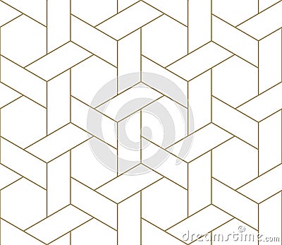 Modern simple geometric vector seamless pattern with gold line texture on white background. Light abstract wallpaper Vector Illustration