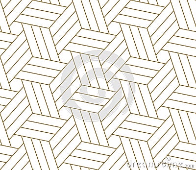 Modern simple geometric vector seamless pattern with gold line texture on white background. Light abstract wallpaper Vector Illustration