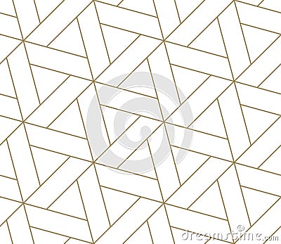 Modern simple geometric vector seamless pattern with gold line texture on white background. Light abstract wallpaper Vector Illustration