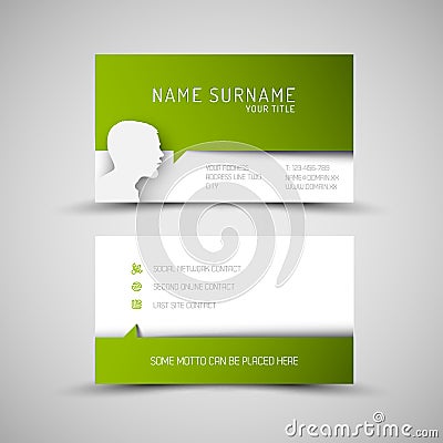 Modern simple green business card template with user profile Vector Illustration
