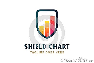 Modern Simple Shield with Diagram Chart for Trading Business Protect Insurance Logo Design Vector Illustration
