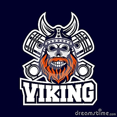 Modern Skull Viking and Diesel logo Vector Illustration