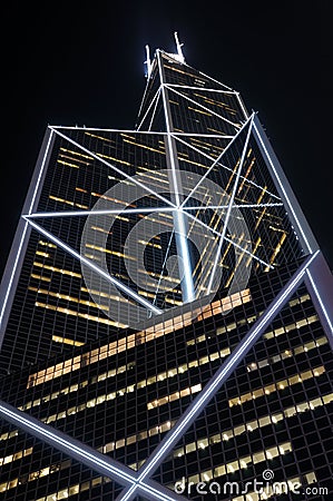 Modern skyscraper at night Stock Photo