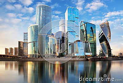 Modern skyscrapers business center Moscow - City in Russia Stock Photo