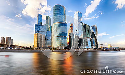 Modern skyscrapers business center Moscow - City in Russia Stock Photo