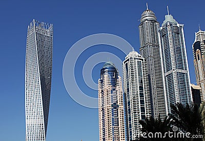 Modern skyscrapers in Dubai Marina Editorial Stock Photo