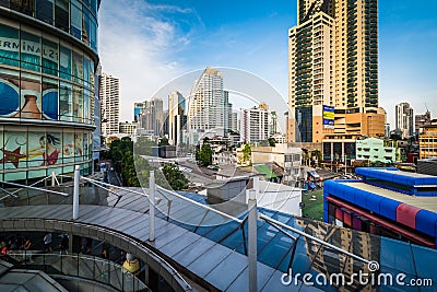 Modern skyscrapers in the Sukhumvit district, in Bangkok, Thailand. Editorial Stock Photo