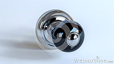 Modern sleek Black Nickel Latch Door Handle isolated on white background. Contemporary doorknob with a glossy finish Stock Photo