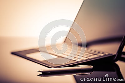 Modern sleek laptop Stock Photo