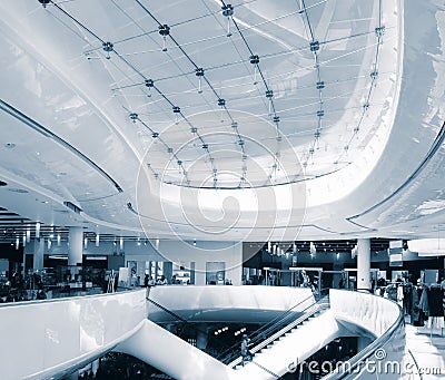 Modern sleek shopping architecture in mall Stock Photo